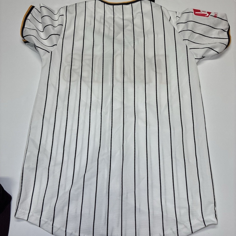 San Diego Padres Youth Large Baseball Jersey and Visor Set White Pinstripe NWT - Picture 10 of 12
